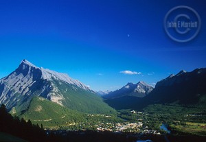 The town of Banff is nestled into the impressive Canadian Rockies.